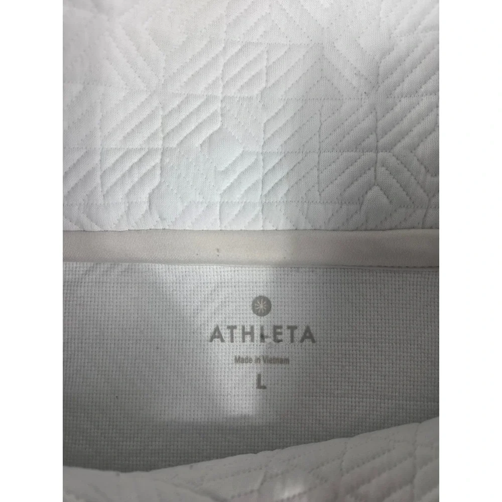 Athleta Jacquard Elevation Women's Pullover L Cream Quilted Funnel Neck